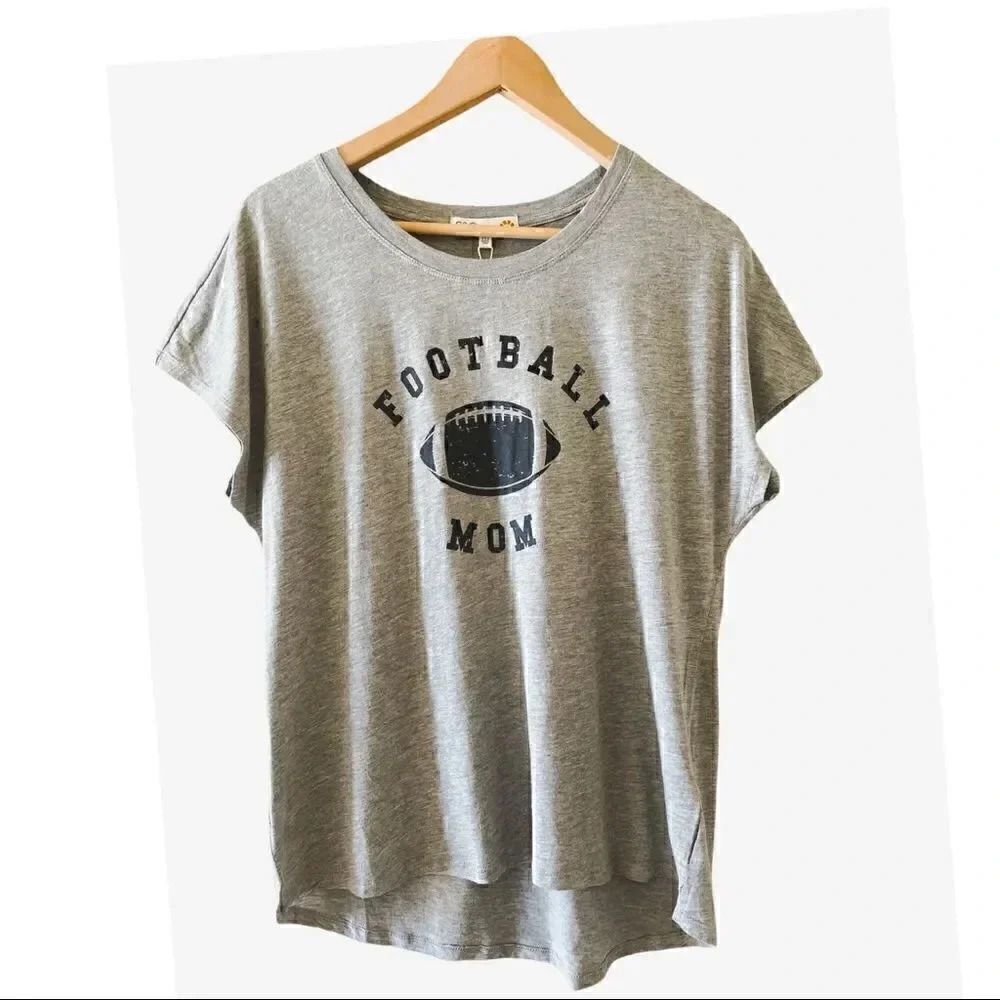 C&C California Football Mom Crewneck Grey Heather Short Sleeves Mom TShirt SZ M